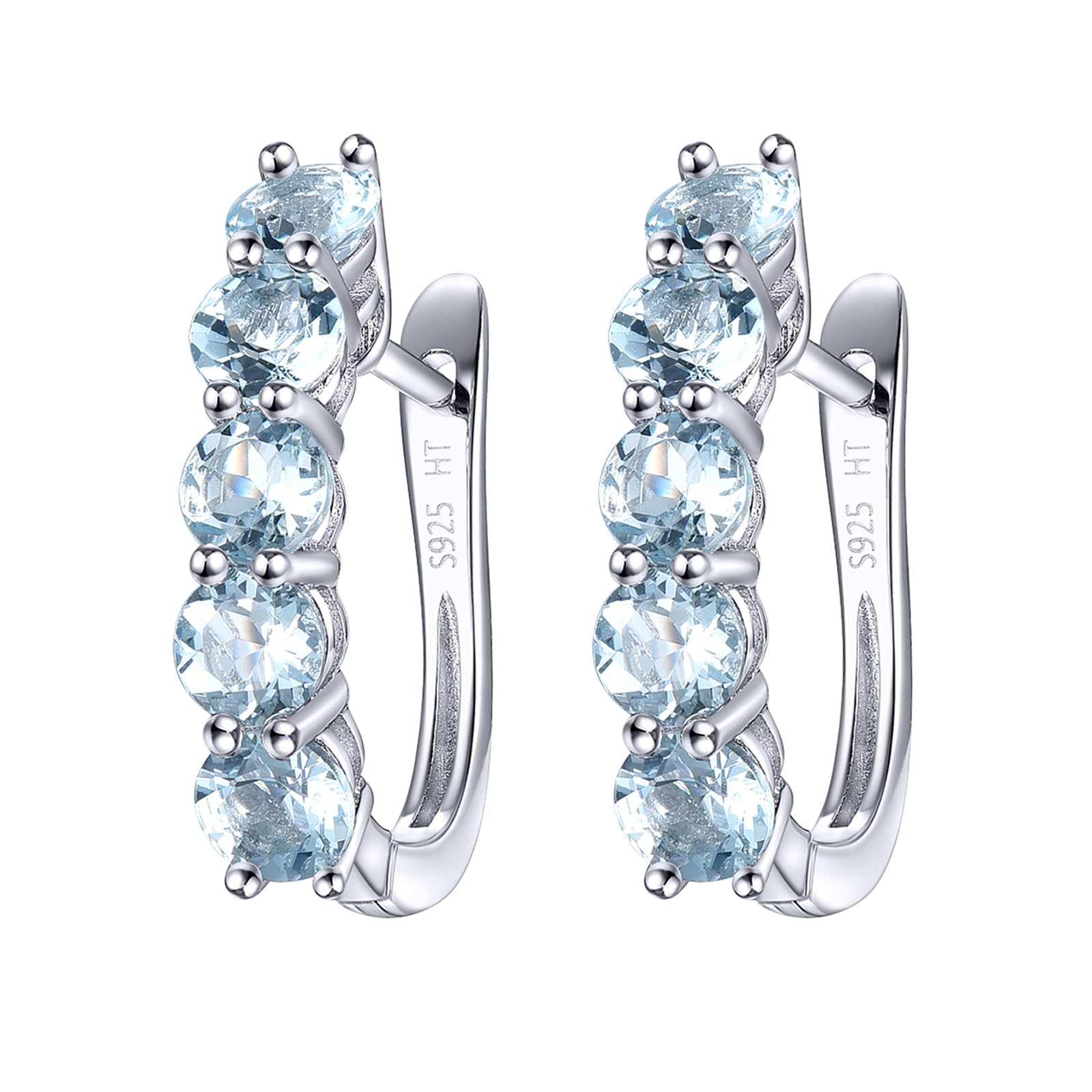 Aretes de Plata de Ley 925 y Aguamarina de Clip
