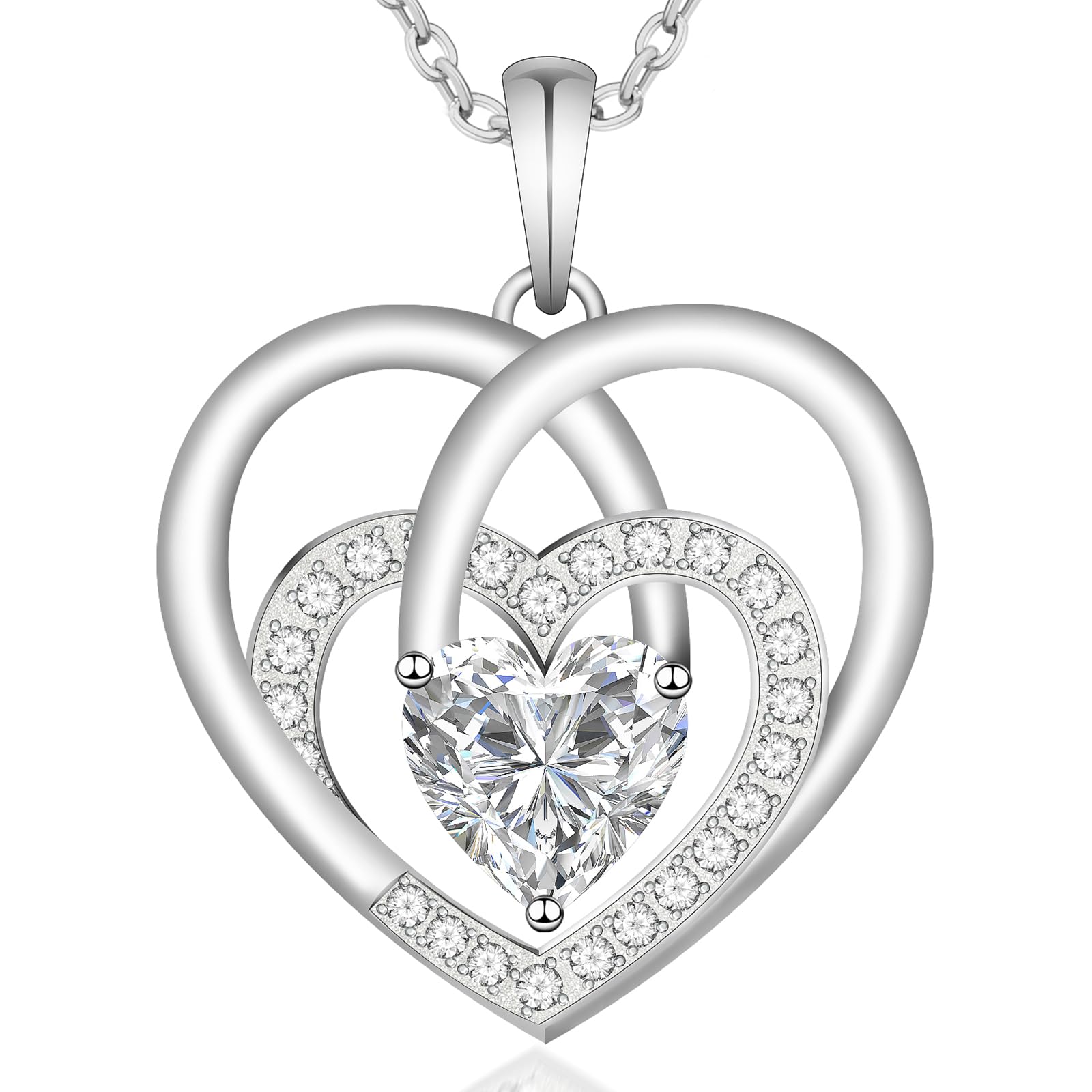 Collar de Plata de Ley 925 con Diseño de Corazón Triple
