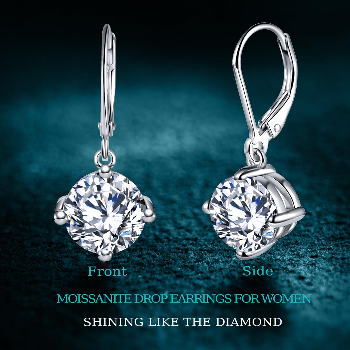 Aretes de Plata de Ley y Moissanita Estilo Clásico