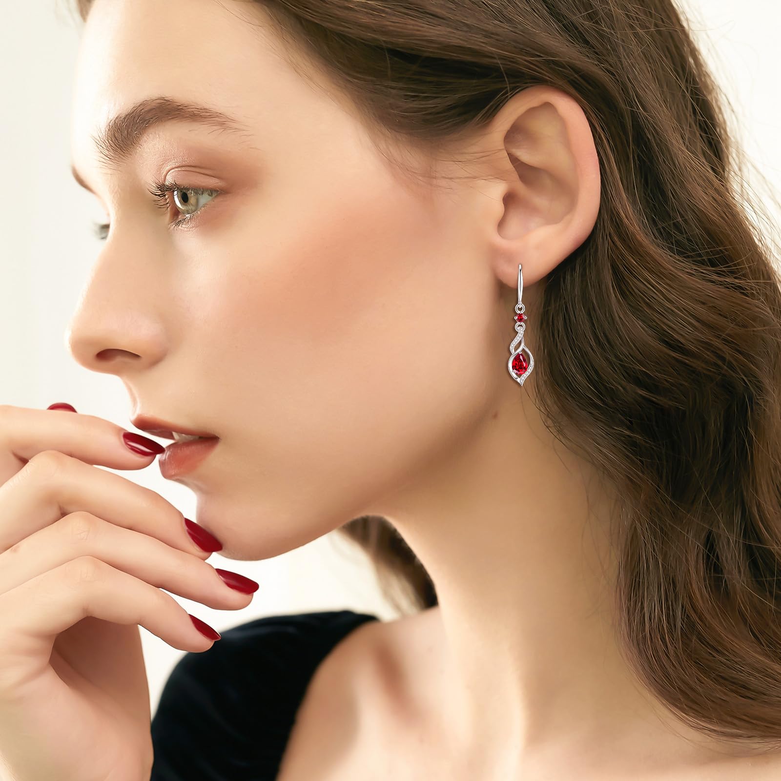 Aretes de Plata de Ley 925 y Rubí