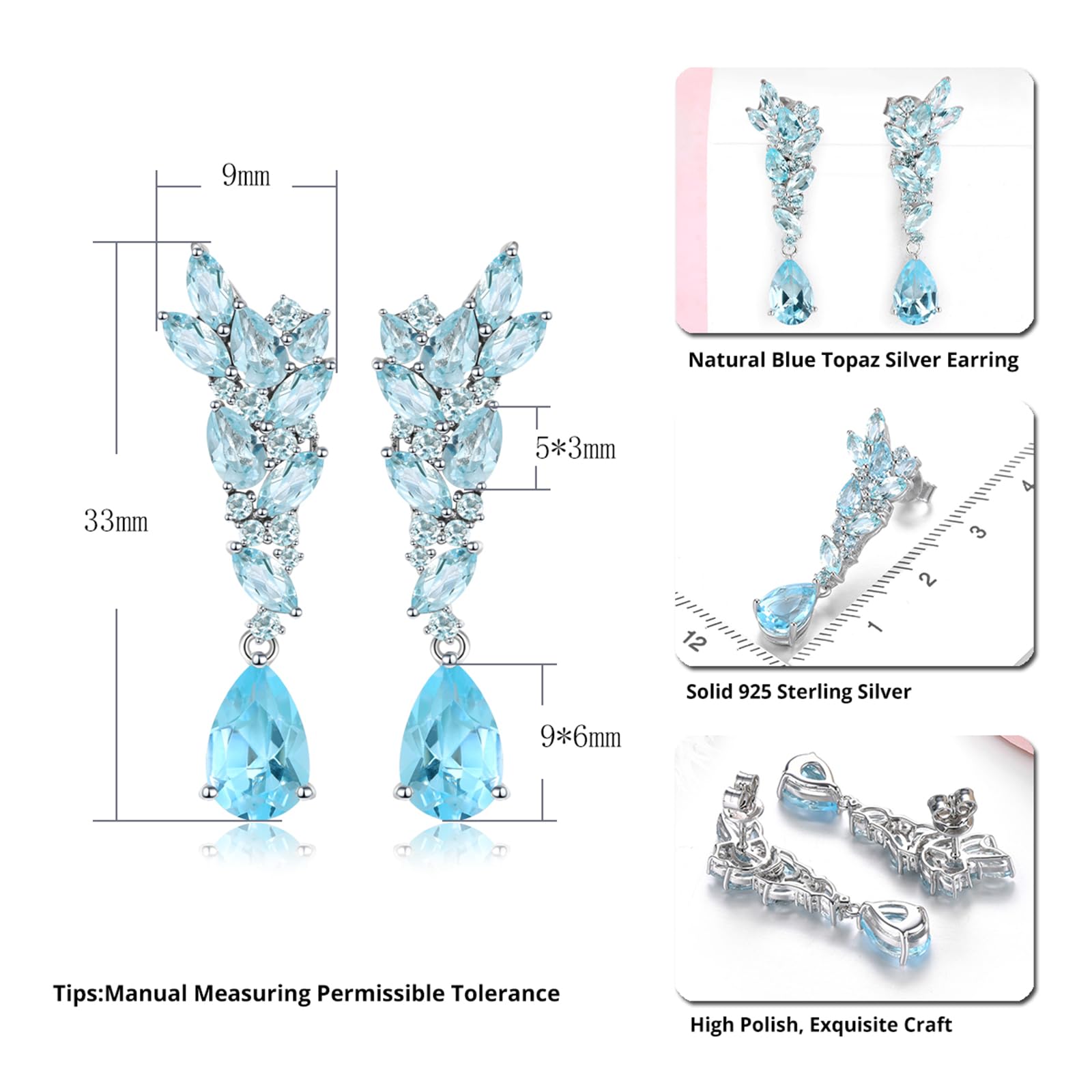 Aretes de Plata de Ley 925 y Topacios