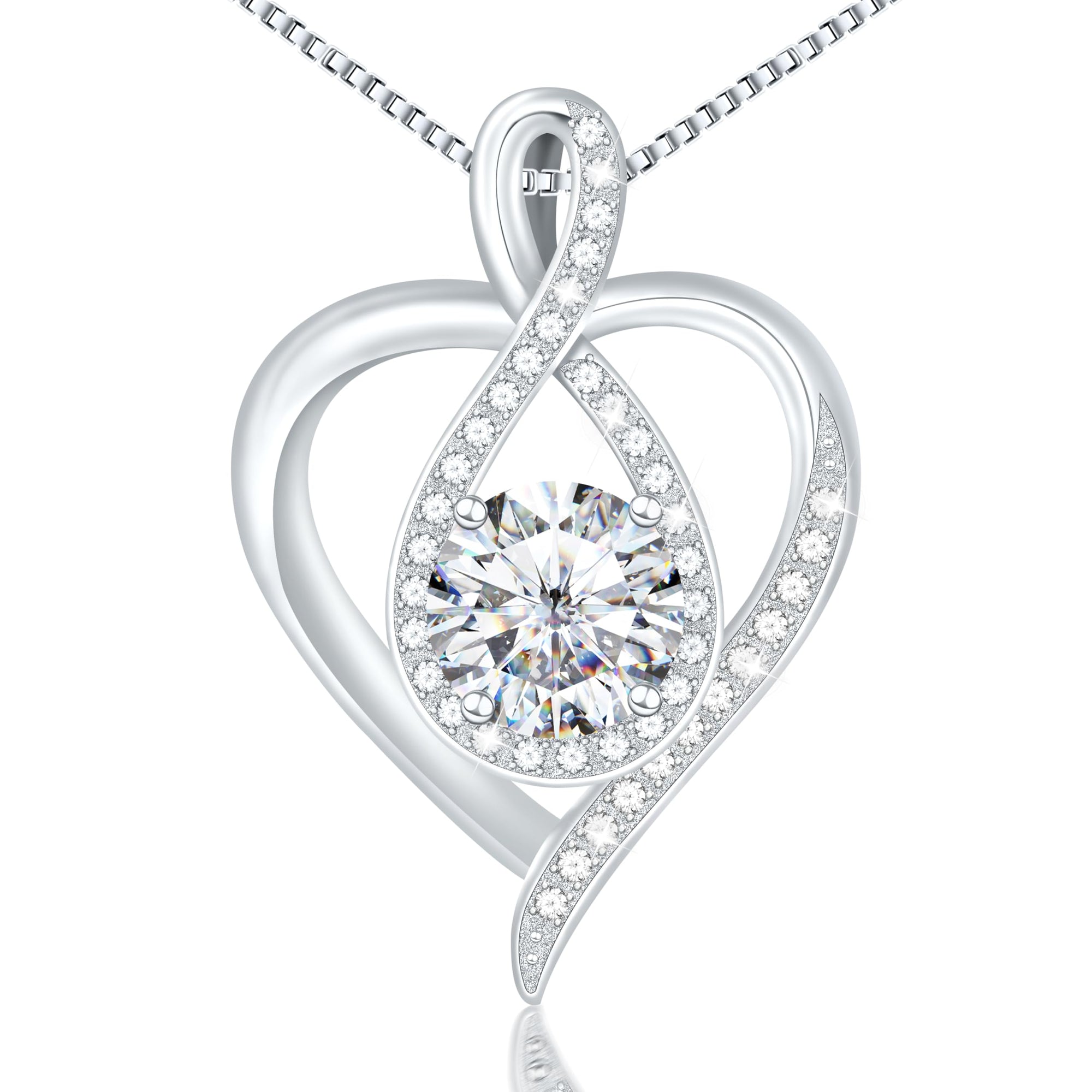 Collar de Plata de Ley 925 con Diseño de Corazón Entrelazado