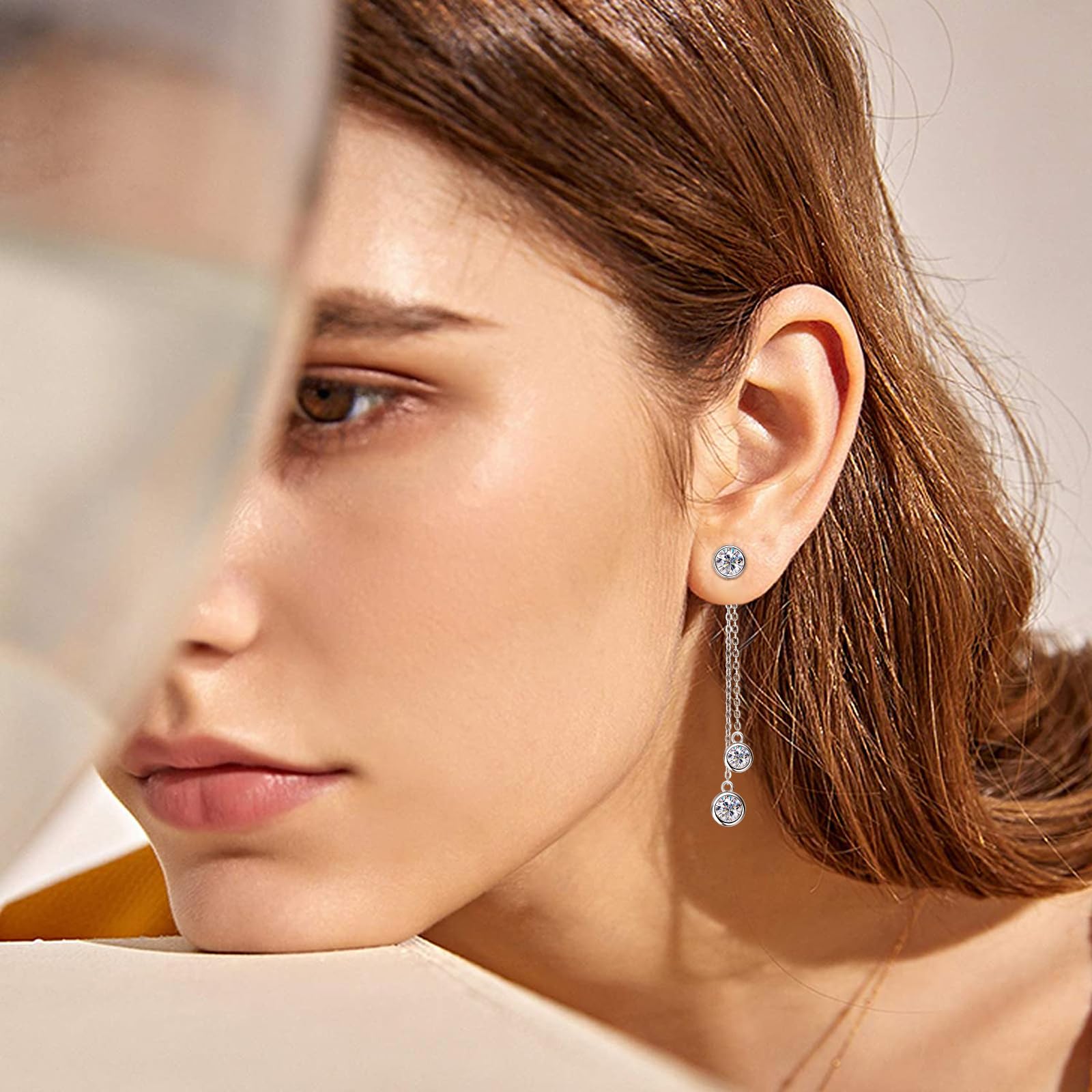 Aretes de Plata de Ley 925 y Moissanitas
