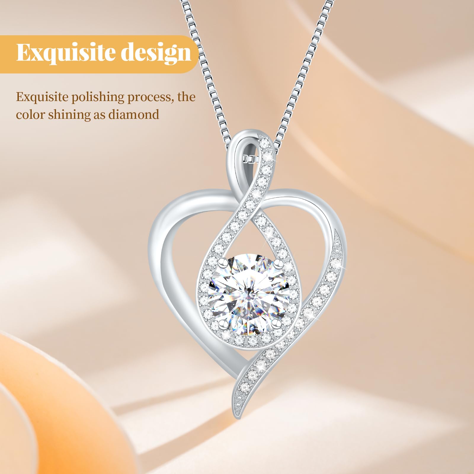 Collar de Plata de Ley 925 con Diseño de Corazón Entrelazado