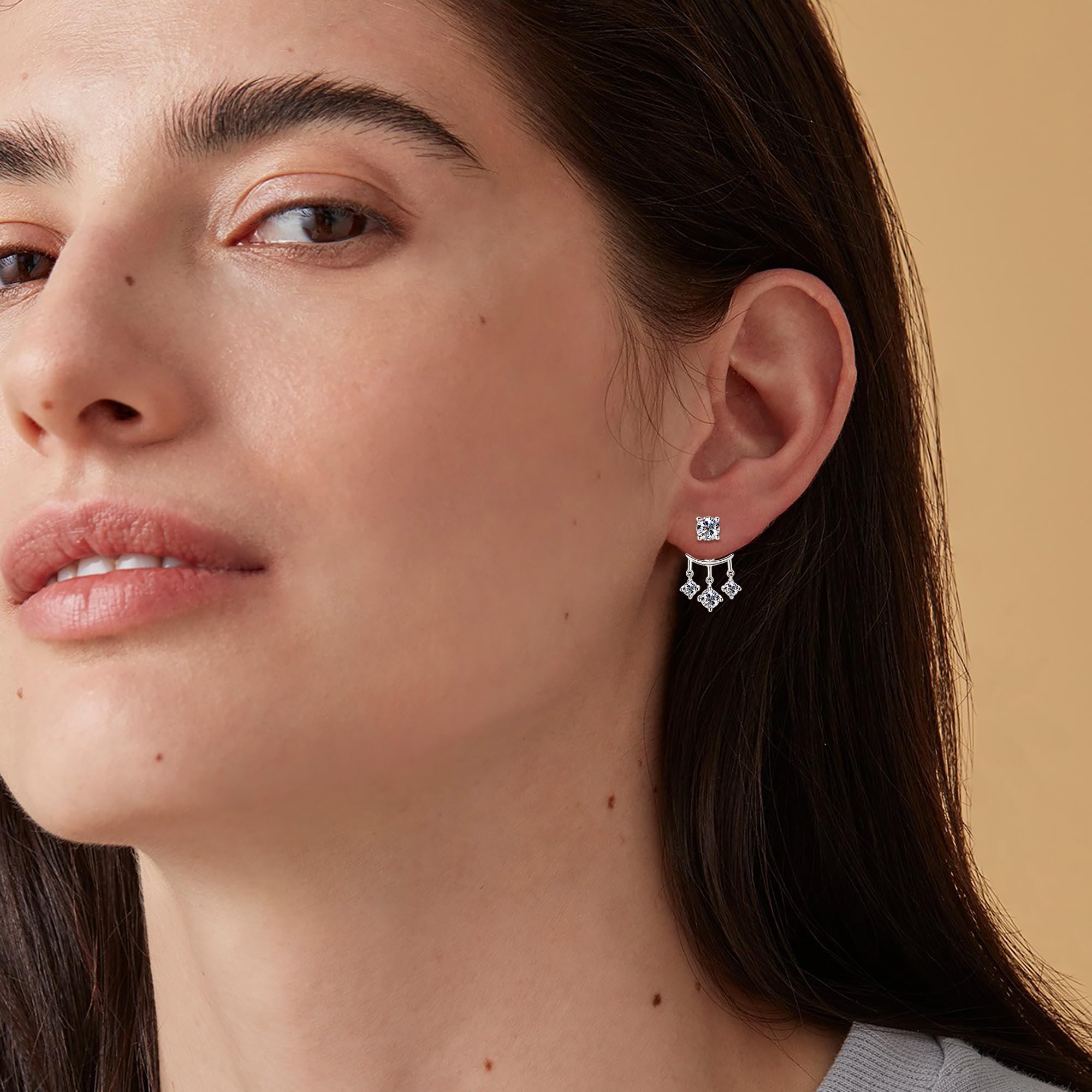 Aretes de Plata de Ley 925 y Moissanita Versátiles Doble Uso