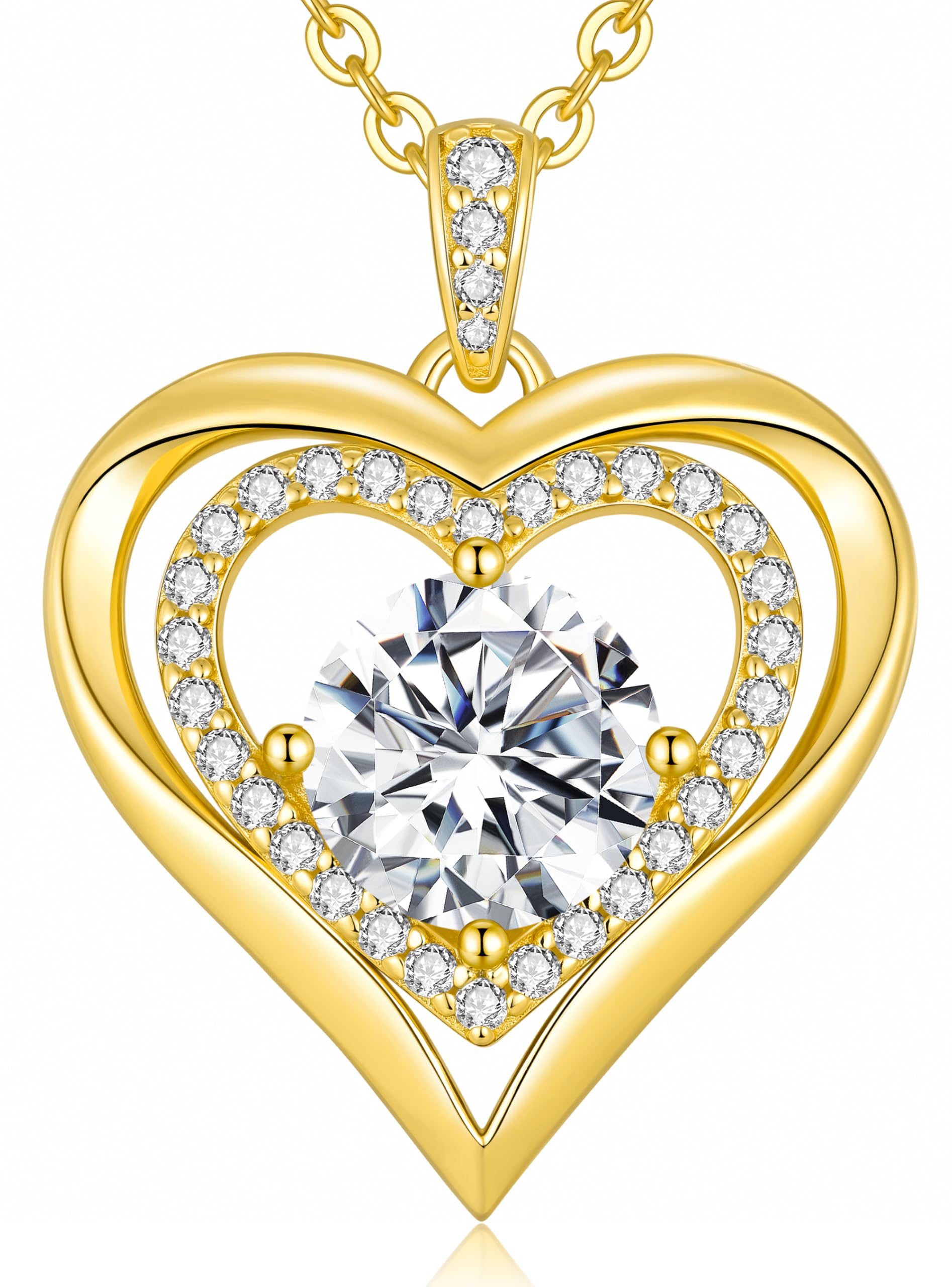 Collar Fino de Plata de Ley 925 chapado en Oro 18k y Piedra Preciosa de Moissanita