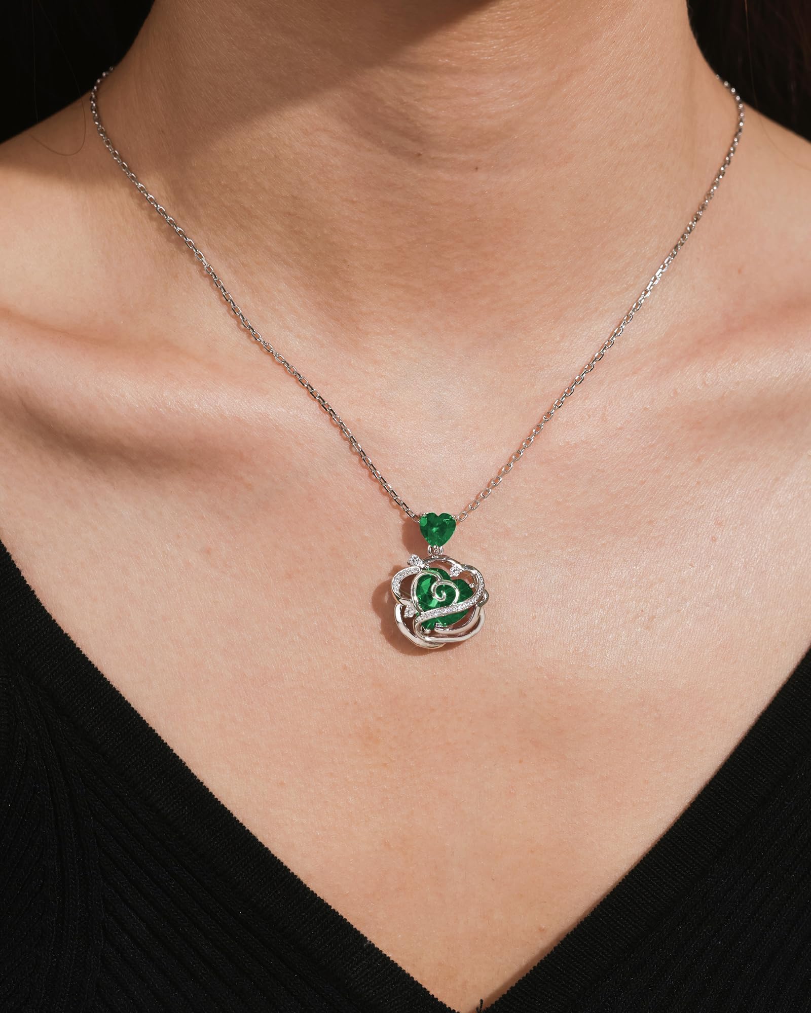 Collar de Plata de Ley 925 con Baño de Oro Blanco y Circonia Cúbica 5A