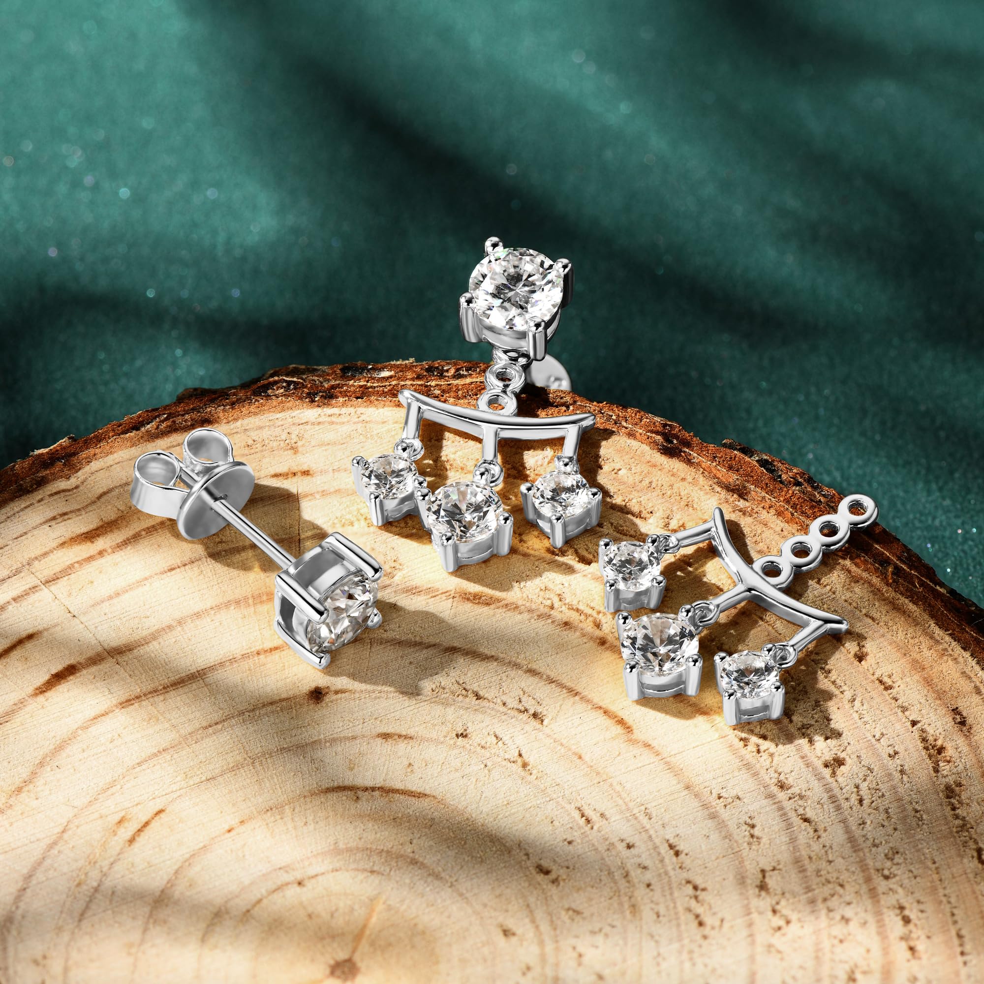 Aretes de Plata de Ley 925 y Moissanita Versátiles Doble Uso