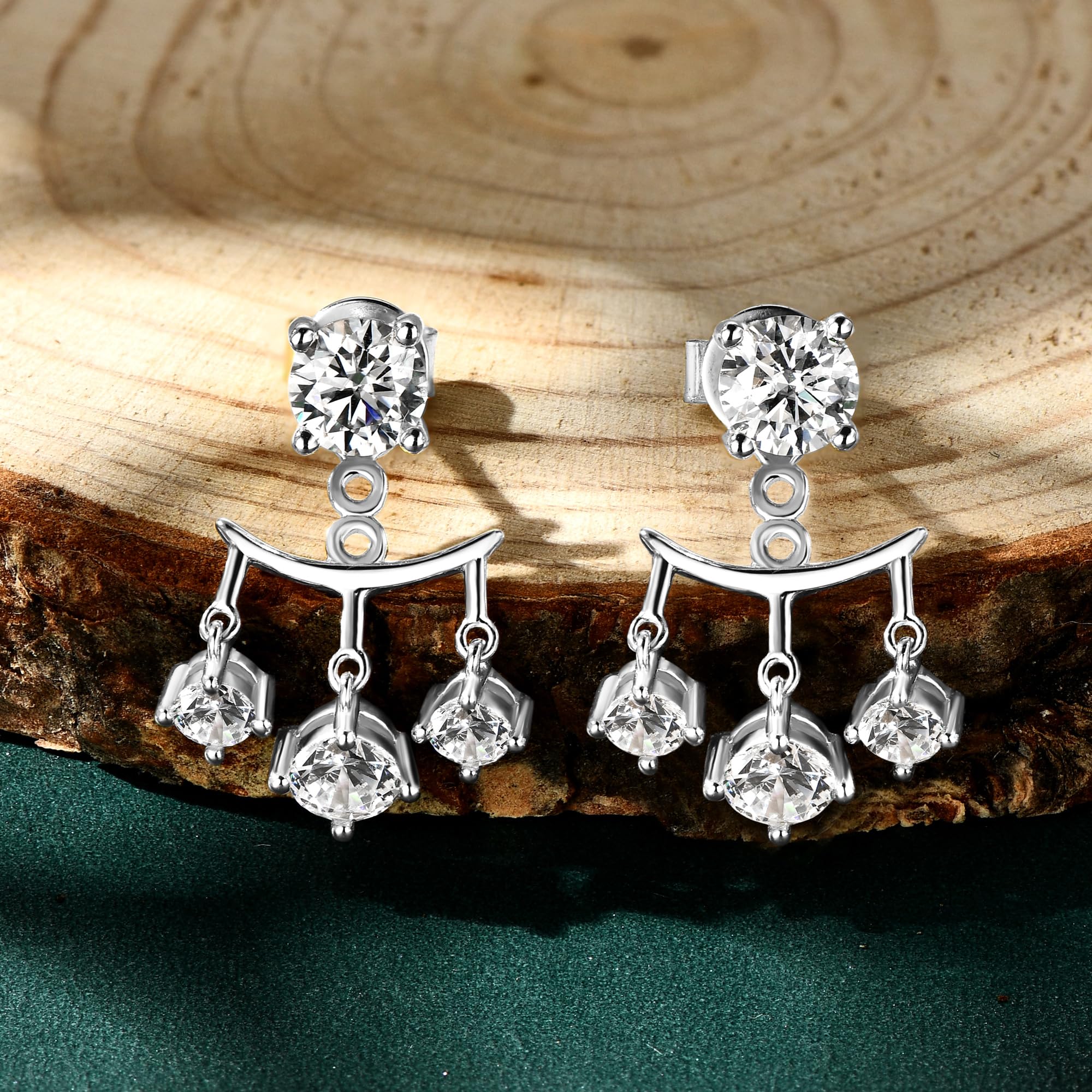 Aretes de Plata de Ley 925 y Moissanita Versátiles Doble Uso