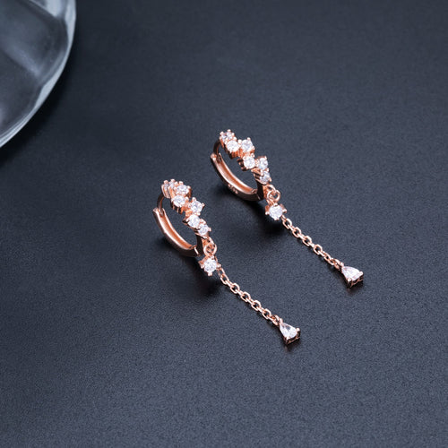 Aretes colgantes de Plata de Ley 925 con Oro Rosa