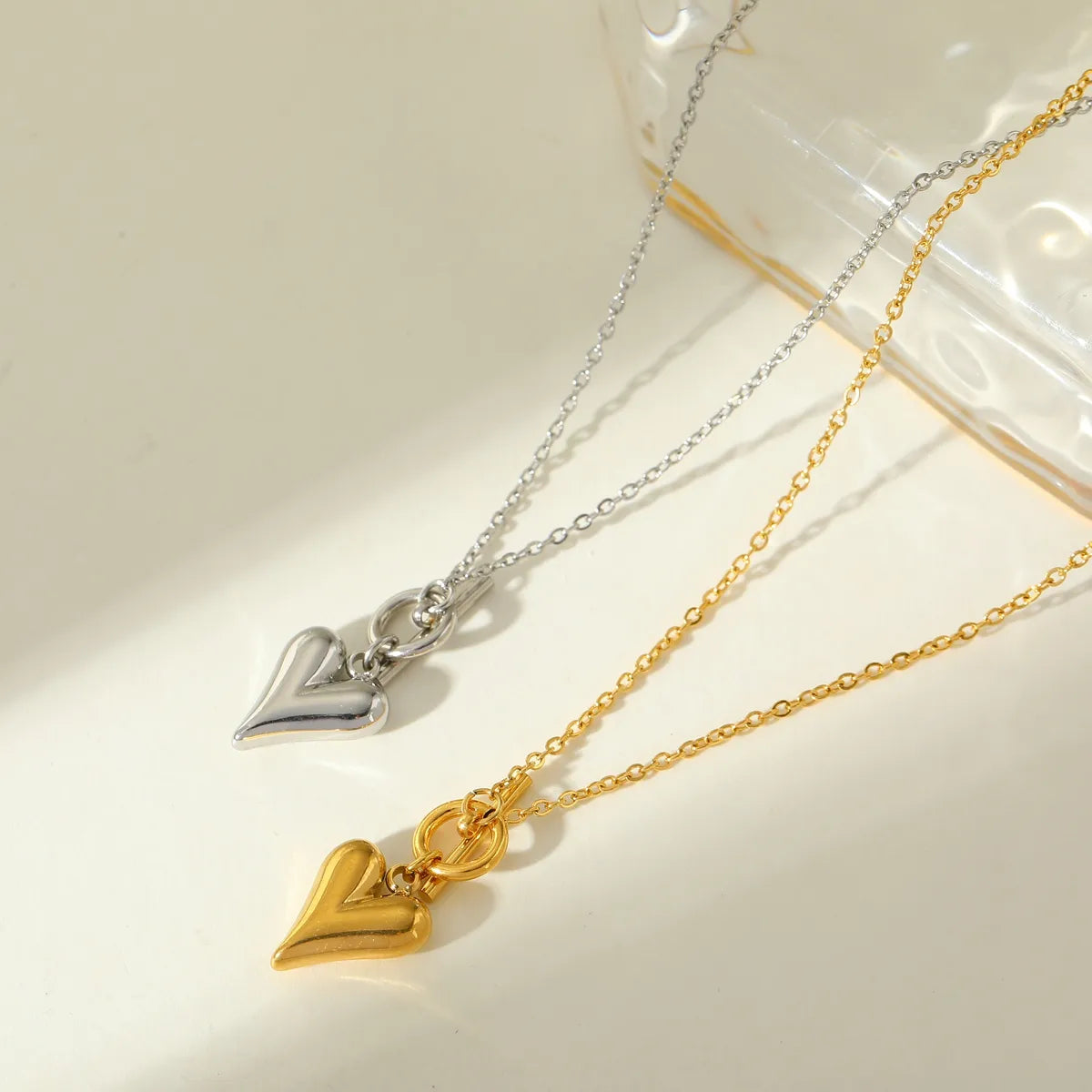 Collares de Corazón en Acero Inoxidable Chapado en Oro