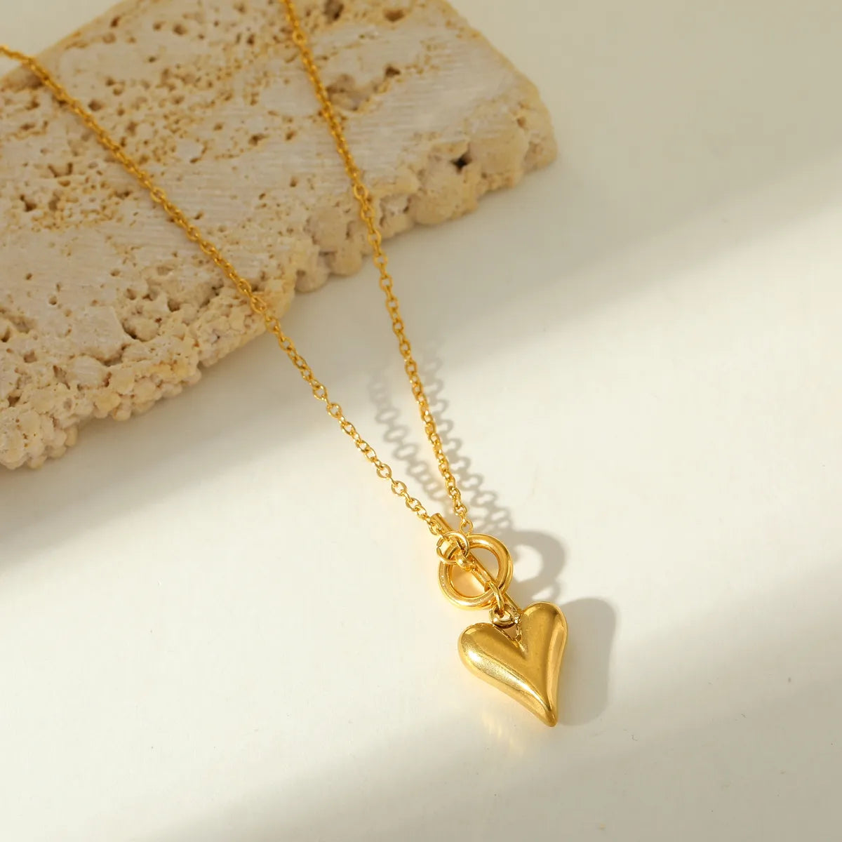 Collares de Corazón en Acero Inoxidable Chapado en Oro
