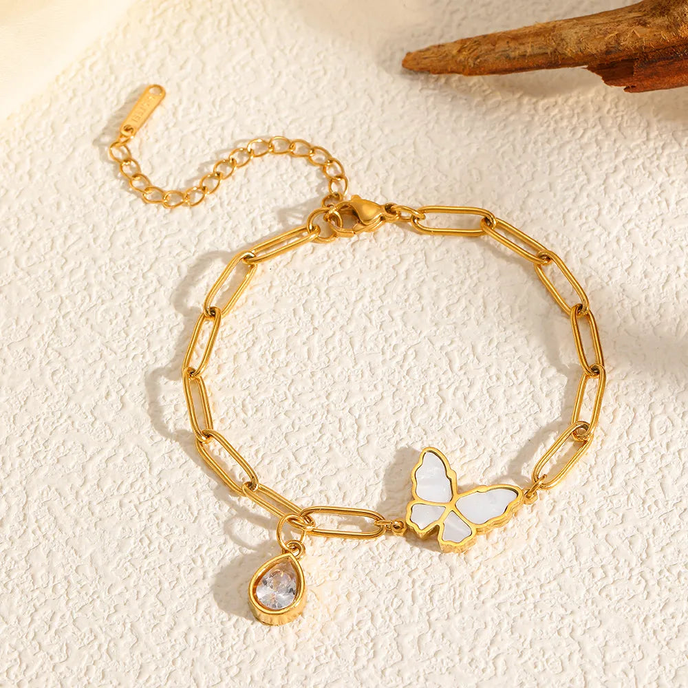Pulseras de Mariposa en Acero Inoxidable Chapado en Oro