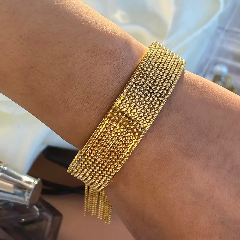 Brazalete de Cadenas en Acero Inoxidable Chapado en Oro