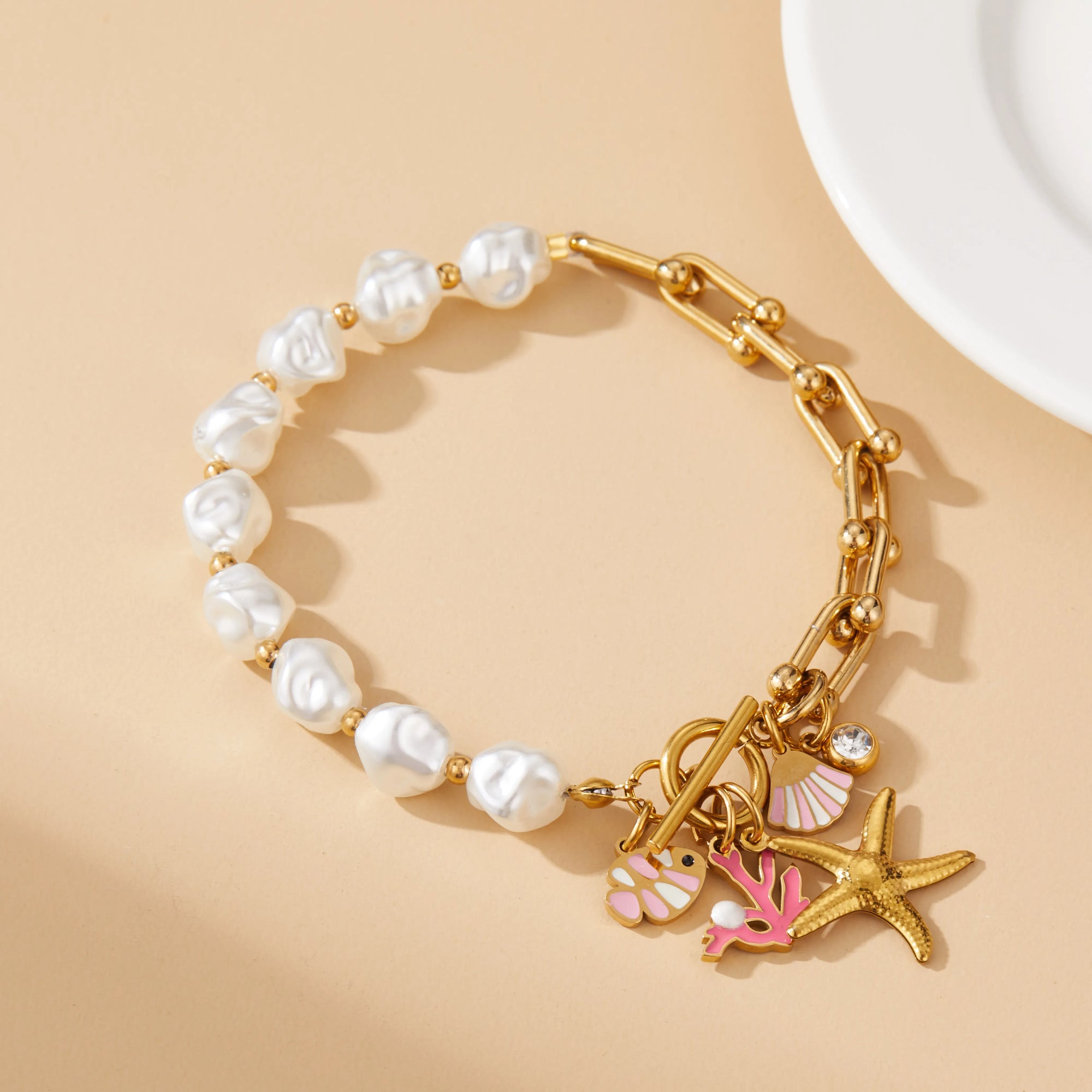 Pulsera Estilo Mar en Acero Inoxidable 316L Chapado en Oro