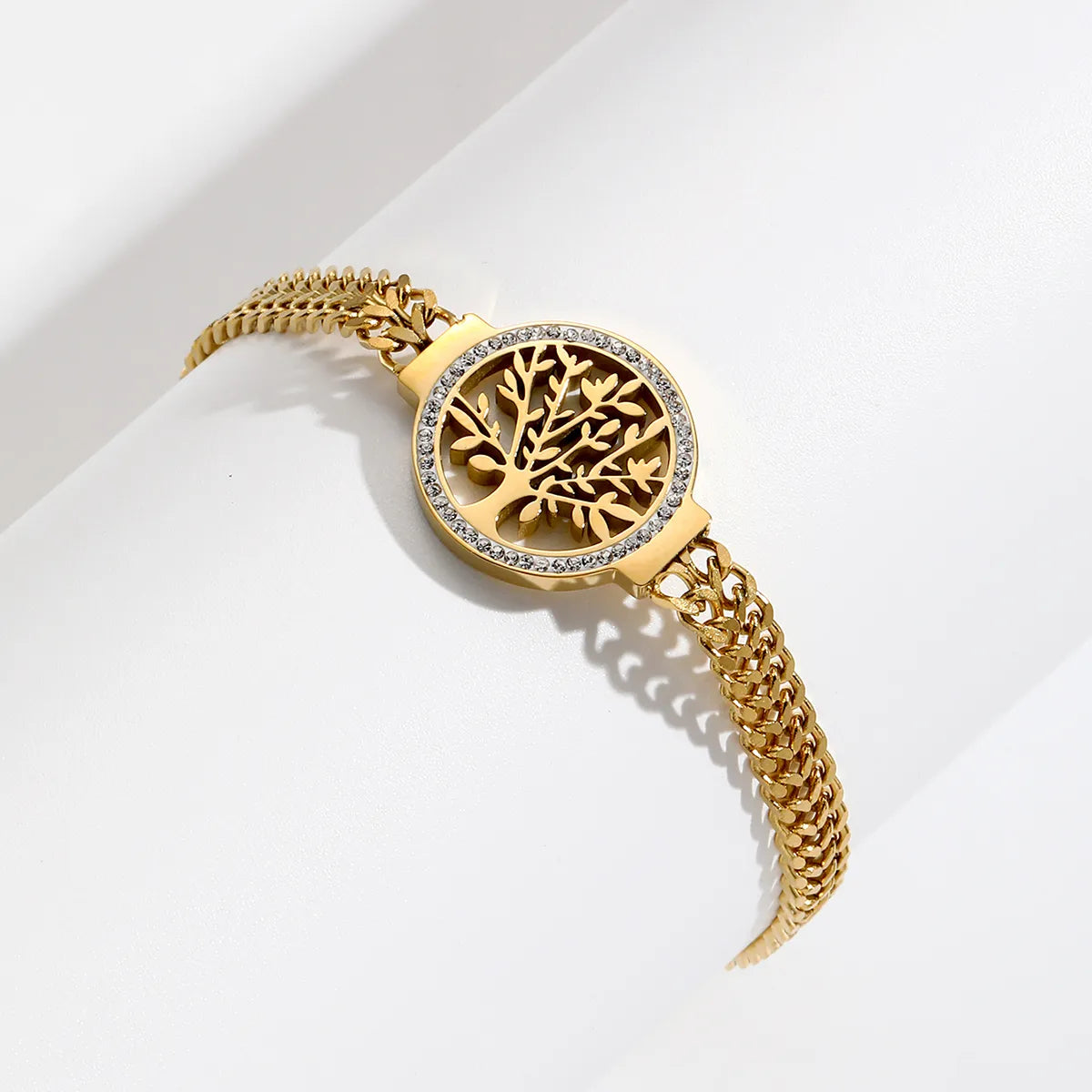 Pulsera Árbol en Acero Inoxidable Chapado en Oro