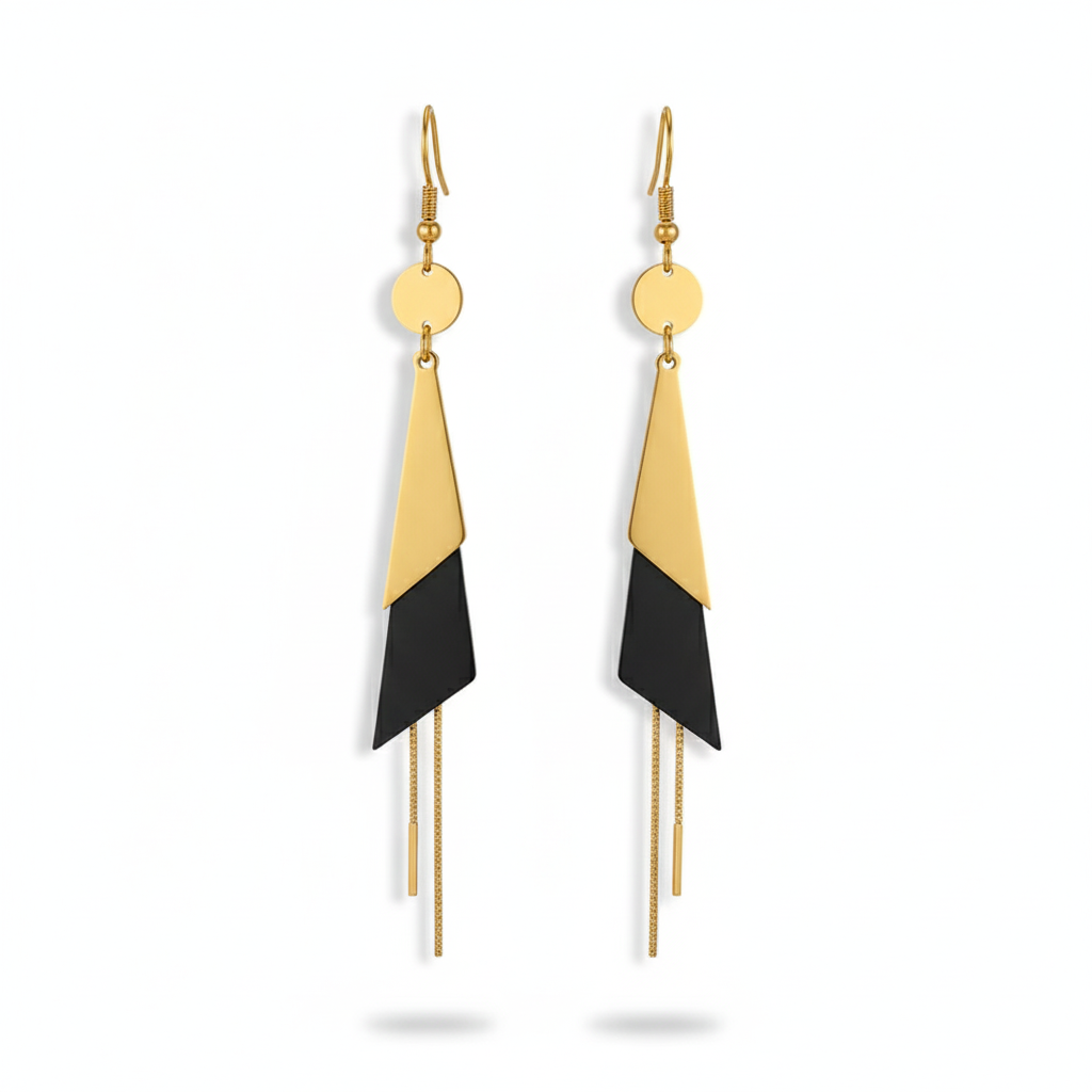 Aretes Estilo Geométrico en Acero Inoxidable 316L Enchapado en Oro