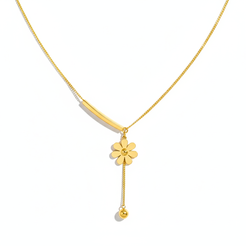 Collar con Diseño de Flor en Acero Inoxidable 316L