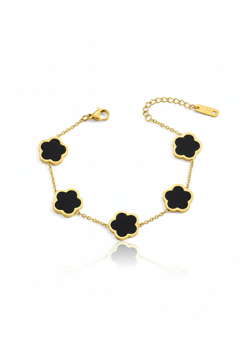 Pulsera Trébol en Acero Inoxidable Chapado en Oro