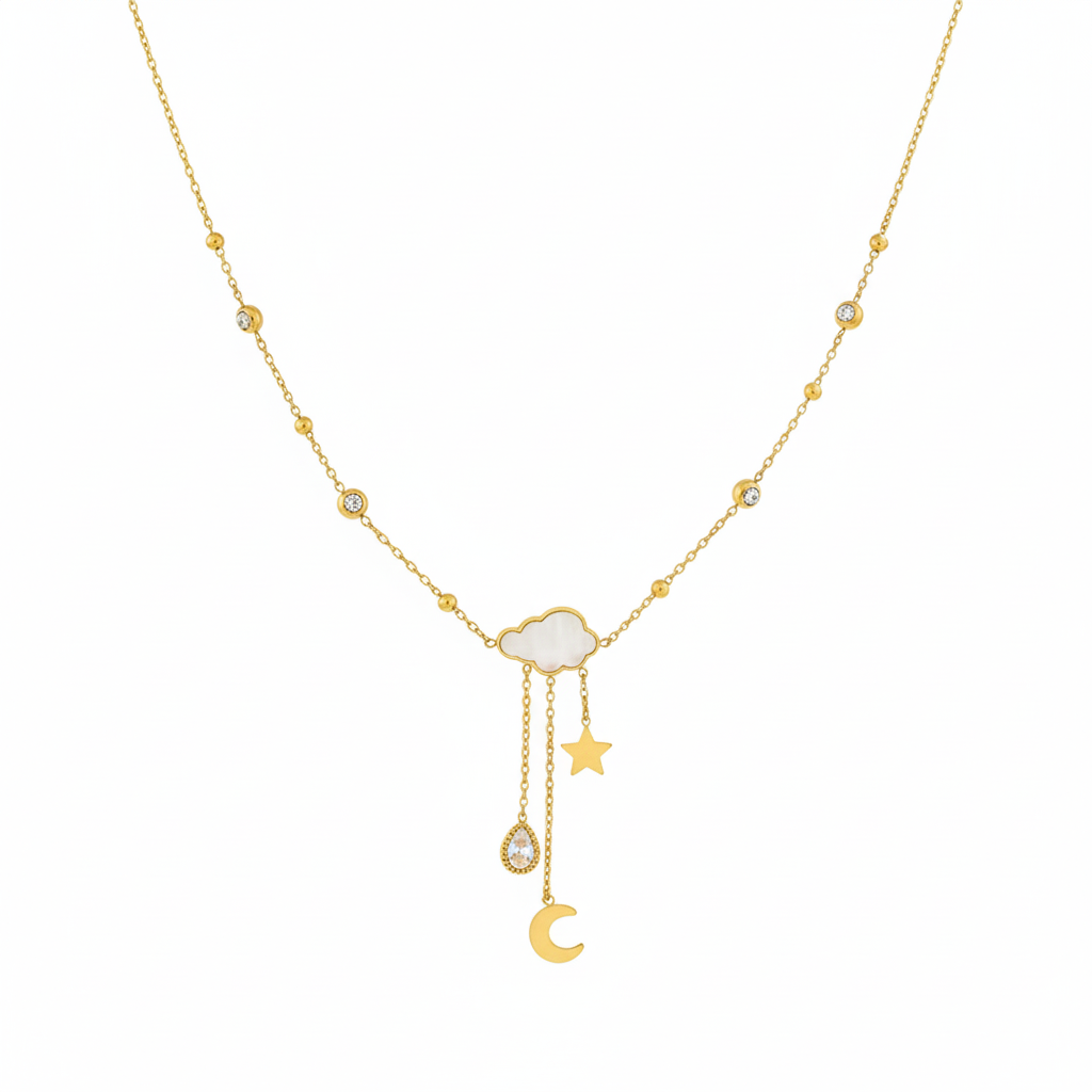 Collar de Nube en Acero Inoxidable Chapado en Oro
