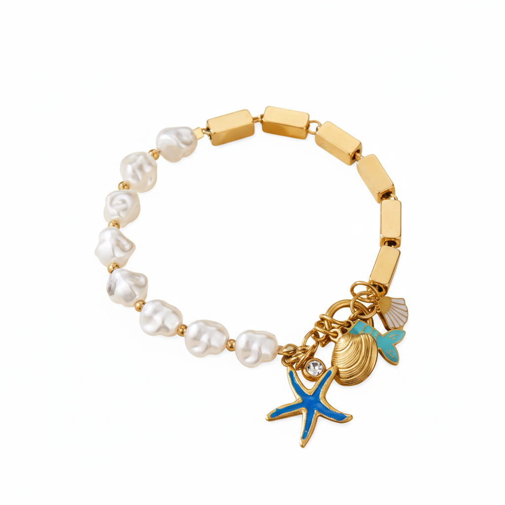 Pulsera Estilo Mar en Acero Inoxidable 316L Chapado en Oro