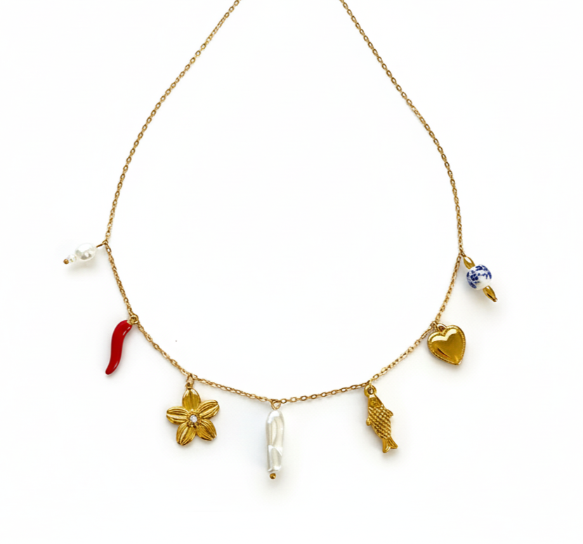 Collares Veraniego en Acero Inoxidable Chapado en Oro