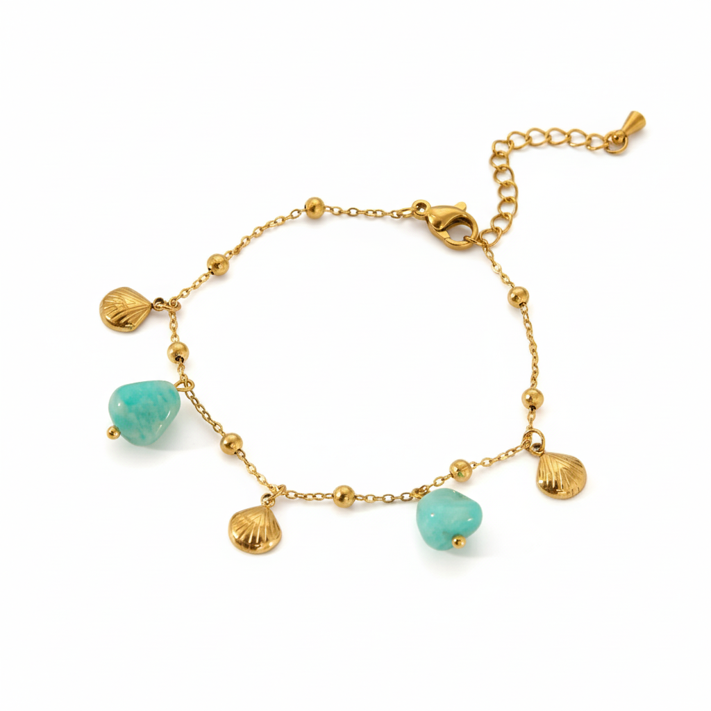 Pulsera Almeja en Acero Inoxidable Chapado en Oro