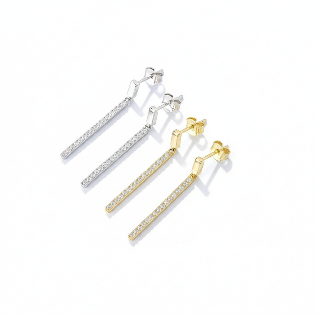Aretes Rectos en Plata de Ley 925