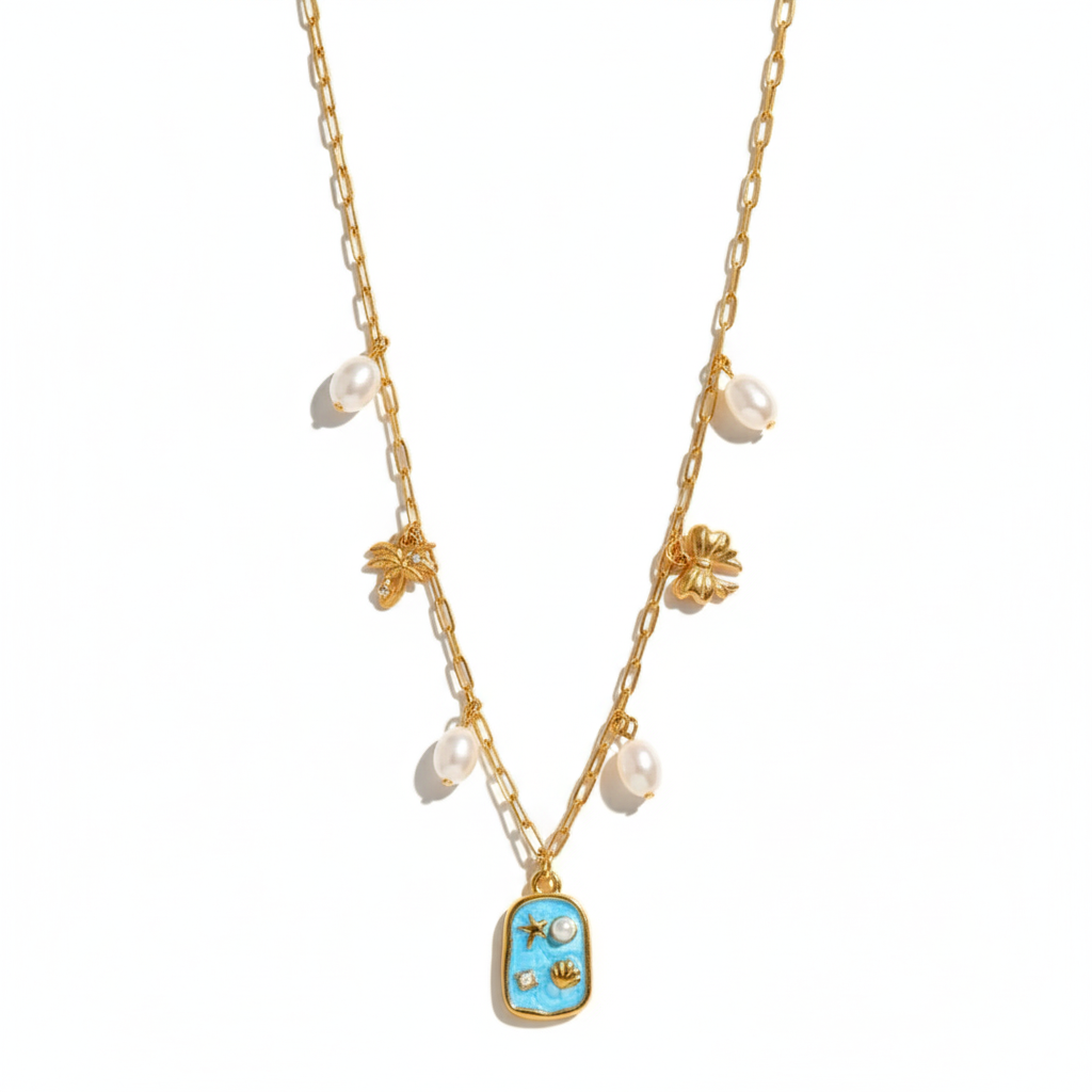 Collar Estilo Playa en Acero Inoxidable Chapado en Oro