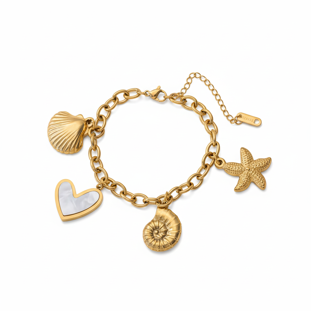Pulsera Estilo Veraniego en Acero Inoxidable Chapado en Oro