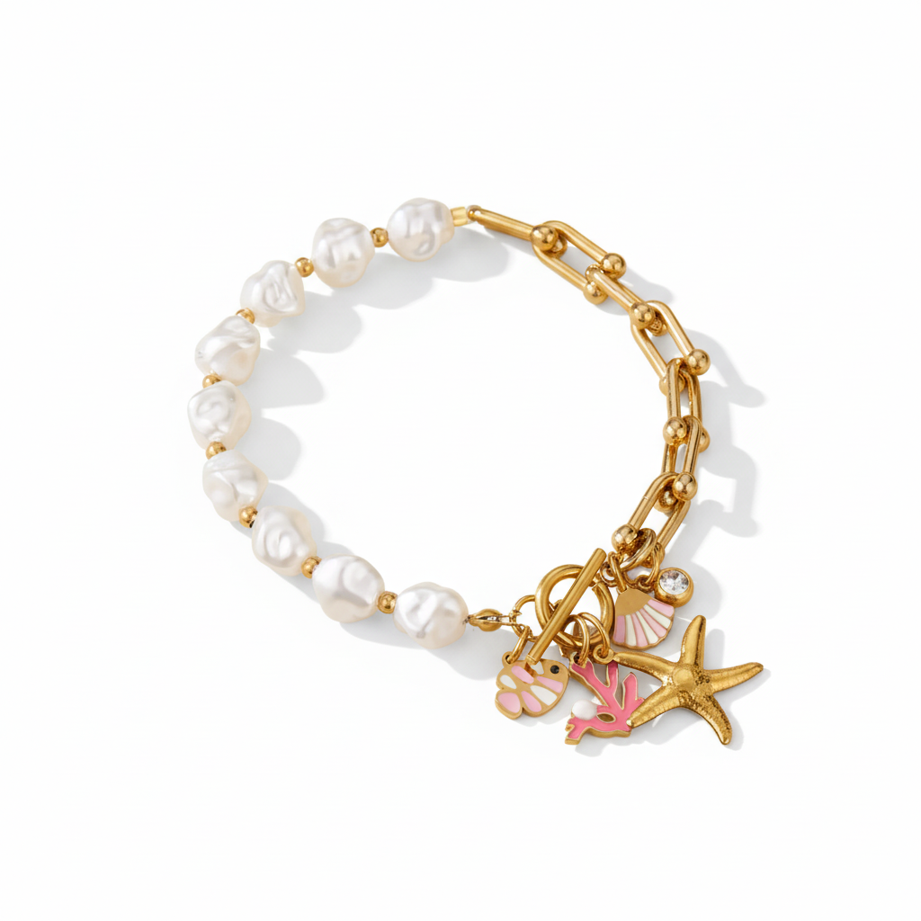 Pulsera Estilo Mar en Acero Inoxidable 316L Chapado en Oro