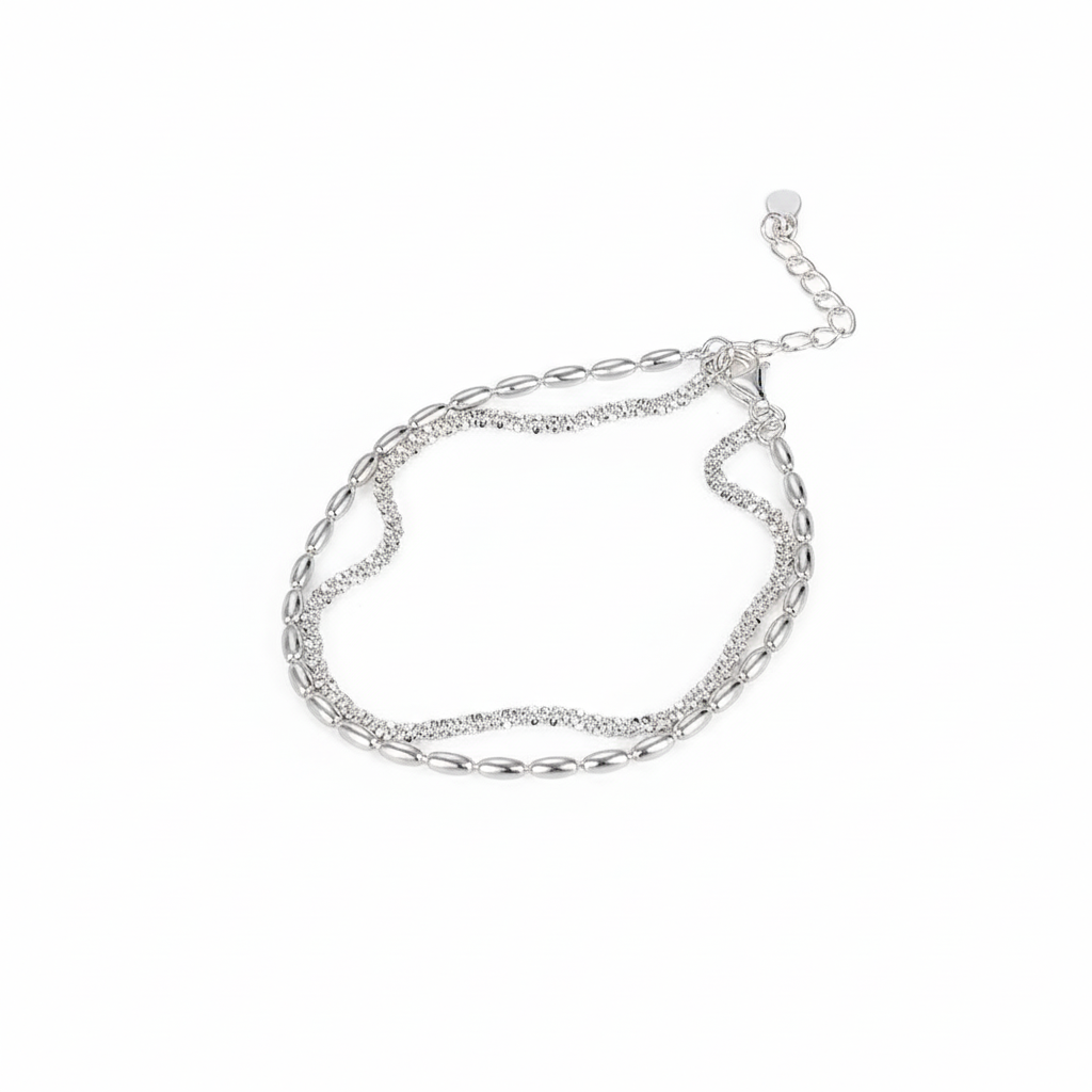 Pulsera de Doble Cadena en Plata de Ley 925