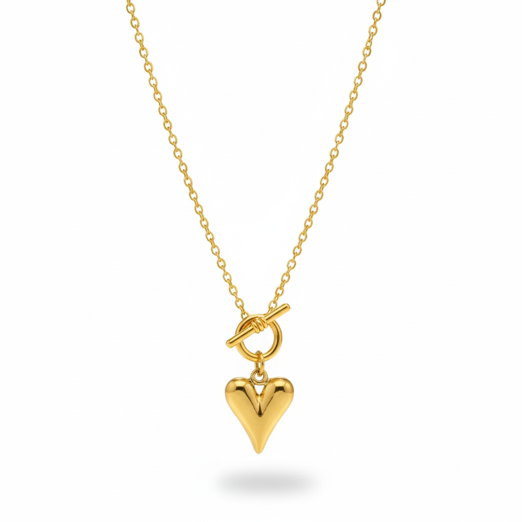 Collares de Corazón en Acero Inoxidable Chapado en Oro