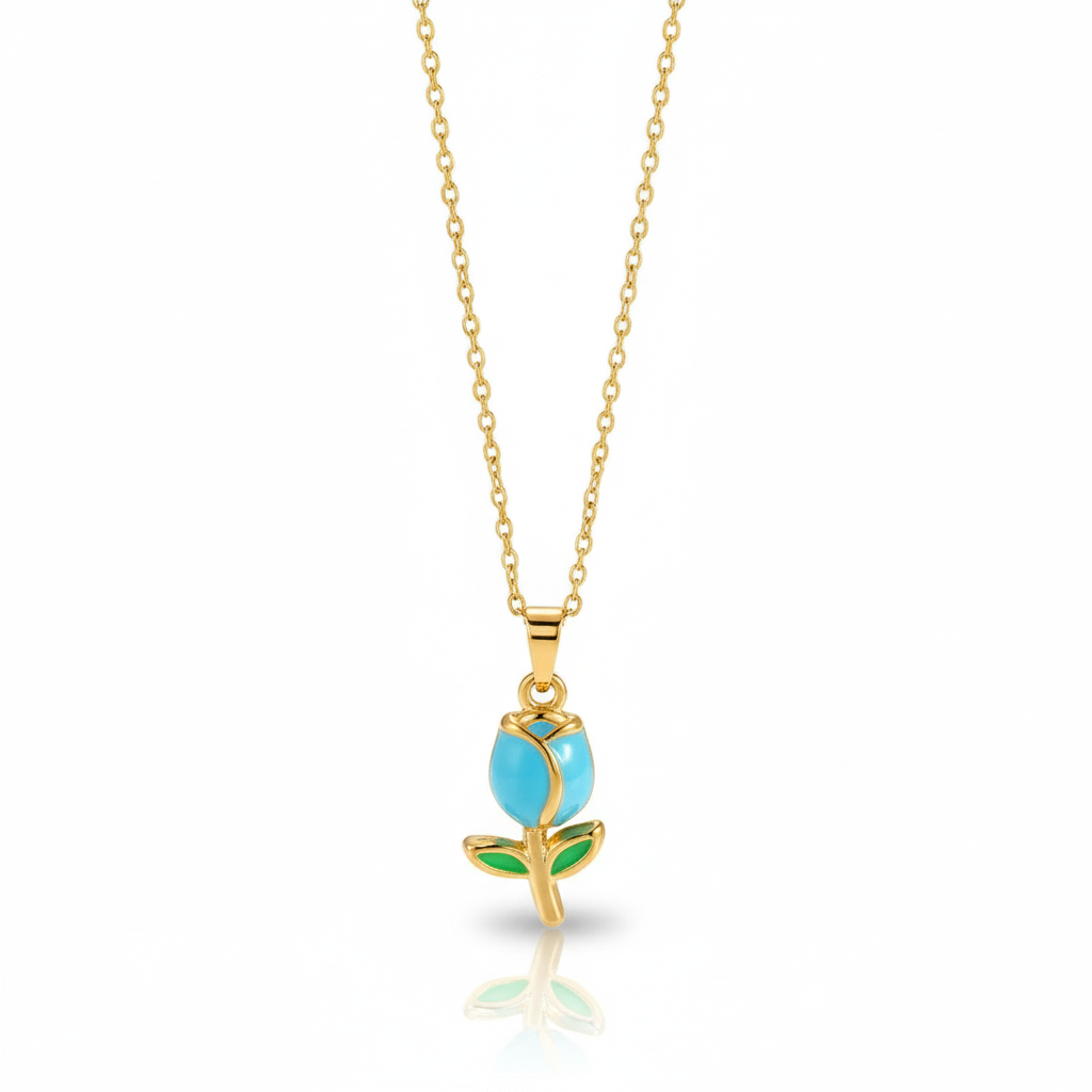 Collar con Tulipan en Acero Inoxidable Chapado en Oro