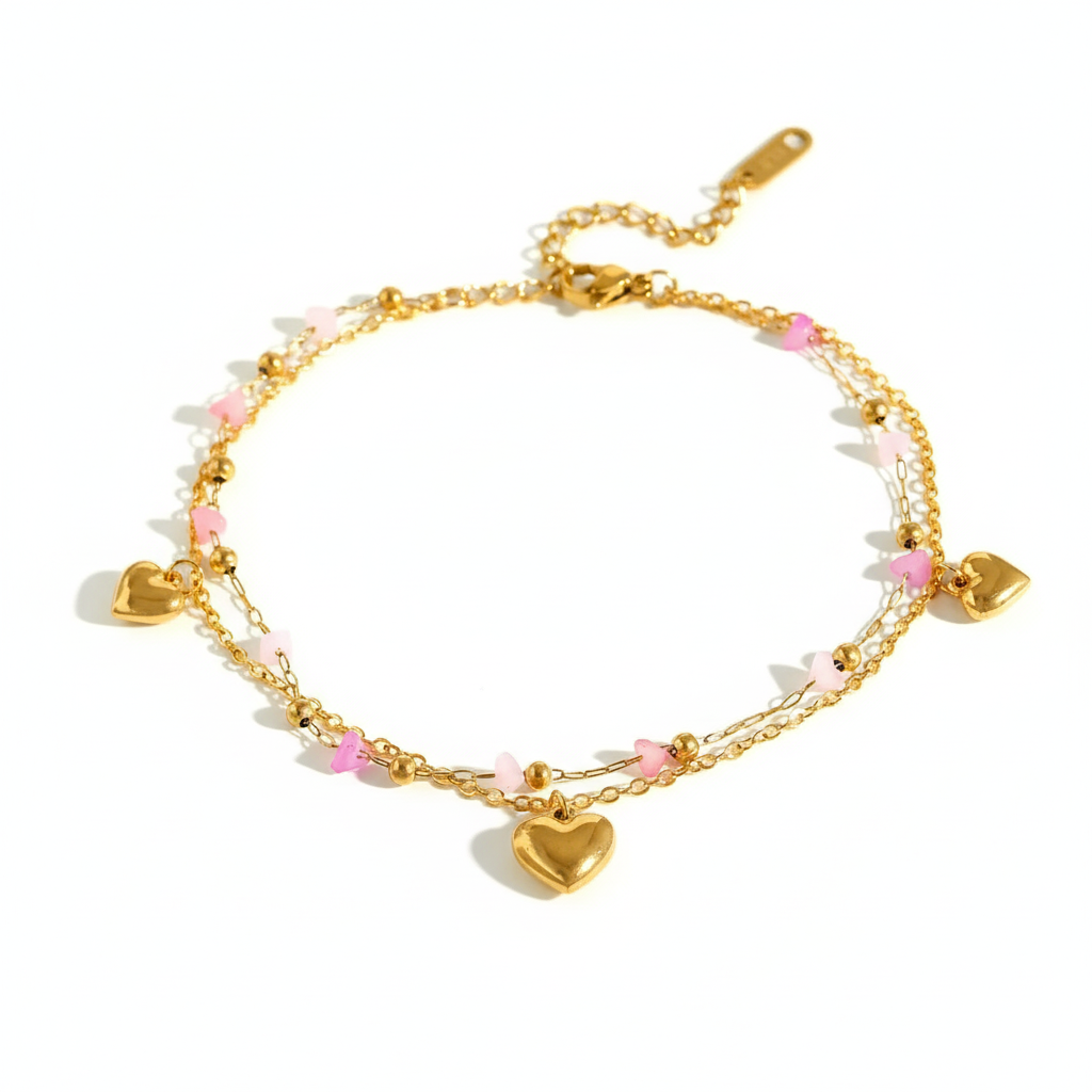Pulsera Doble Cadena en Acero Inoxidable Chapado en Oro