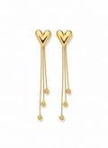 Aretes Corazón Borlado en Acero Inoxidable