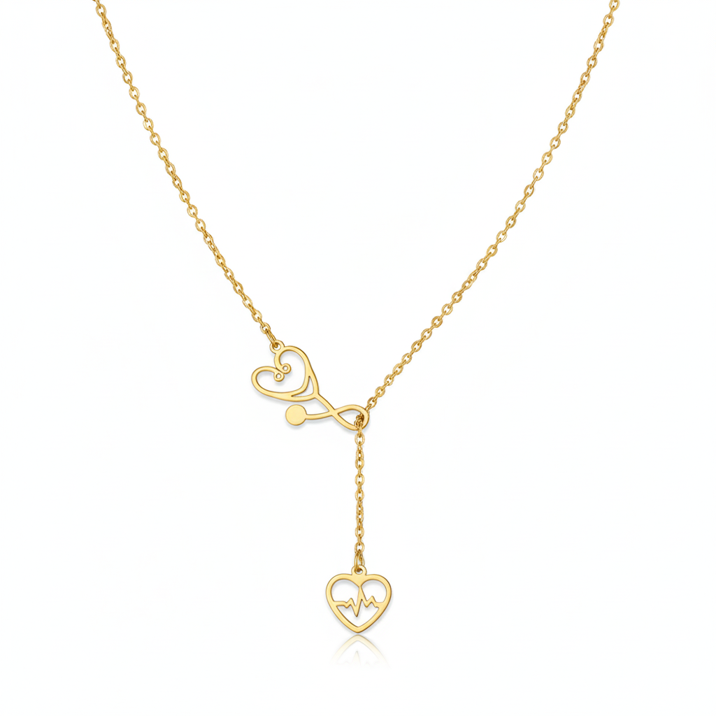 Collar con Corazones en Diseño de Medicina en Acero Inoxidable 316L