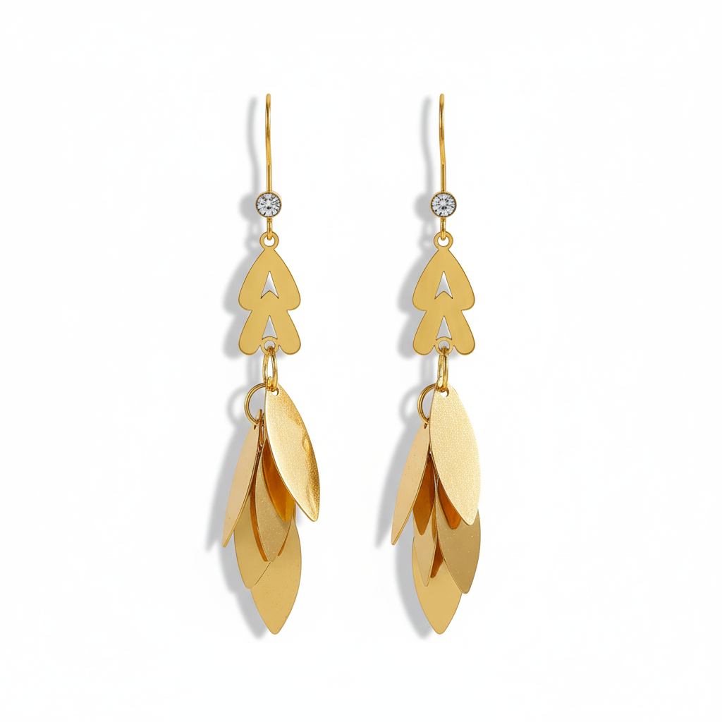 Aretes de Hoja Platinadas en Acero Inoxidable Chapado en Oro