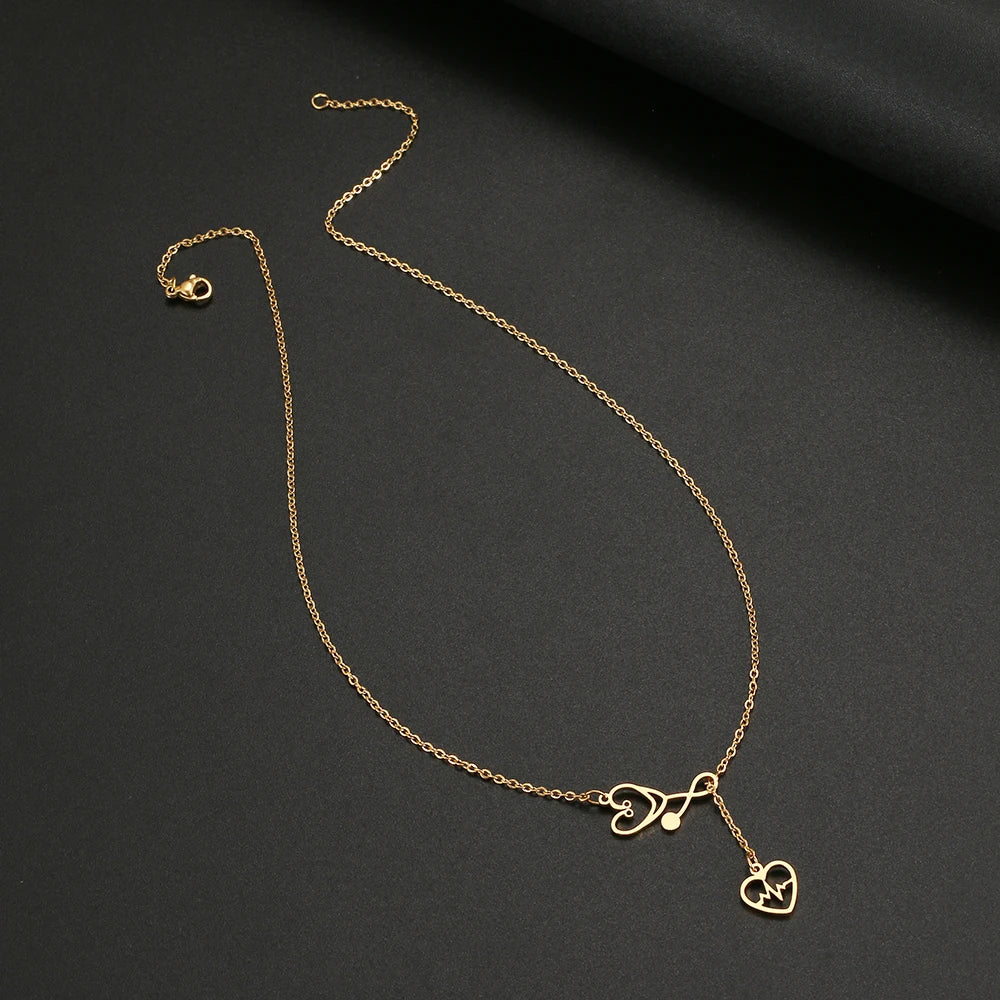 Collar con Corazones en Diseño de Medicina en Acero Inoxidable 316L