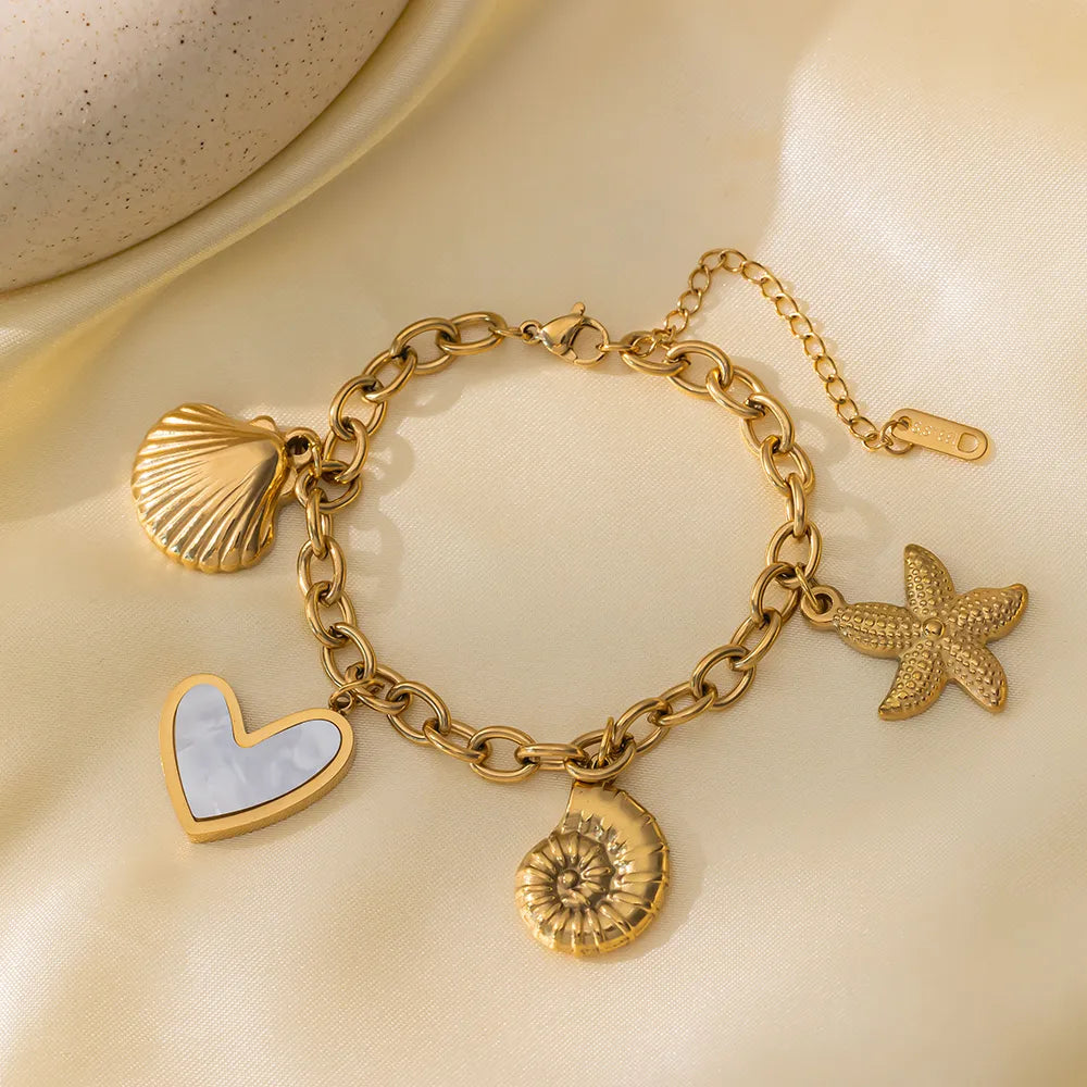 Pulsera Estilo Veraniego en Acero Inoxidable Chapado en Oro
