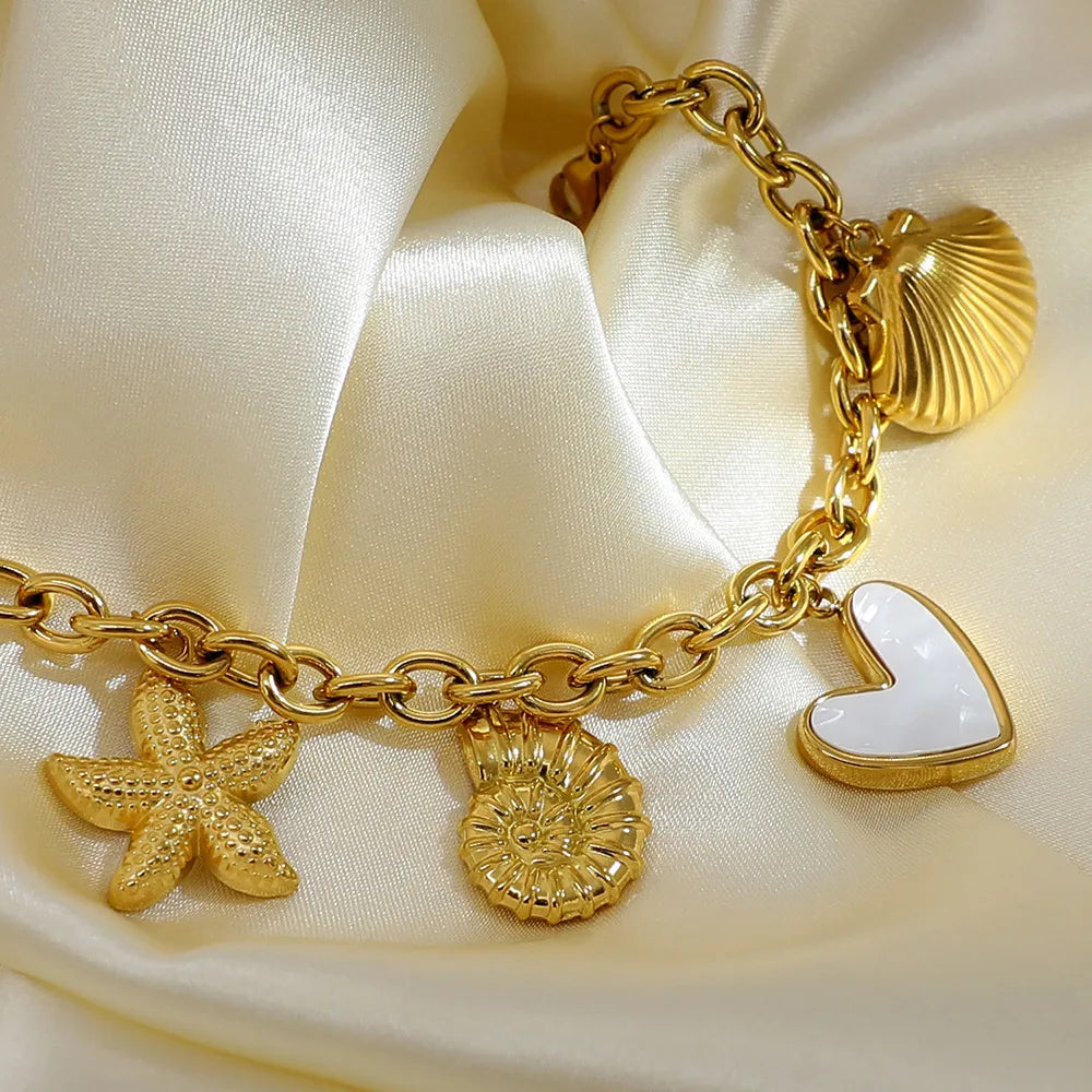 Pulsera Estilo Veraniego en Acero Inoxidable Chapado en Oro