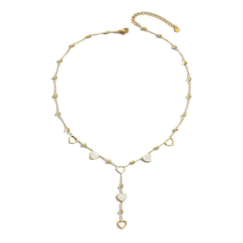 Collar de Corazones en Acero Inoxidable Chapado en Oro