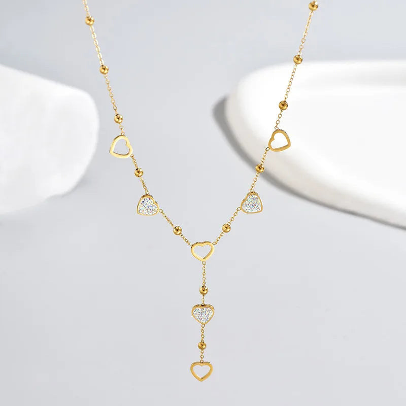 Collar de Corazones en Acero Inoxidable Chapado en Oro