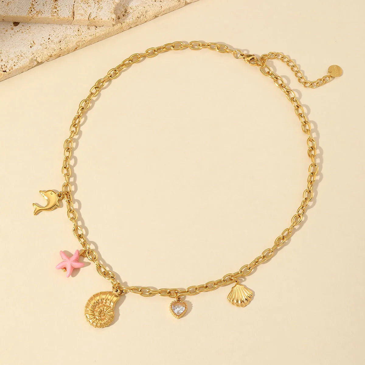 Collares Estilo Veraniego en Acero Inoxidable Chapados en Oro