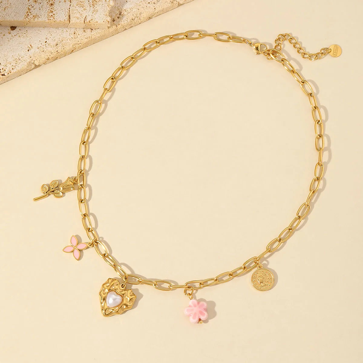 Collares Estilo Veraniego en Acero Inoxidable Chapados en Oro
