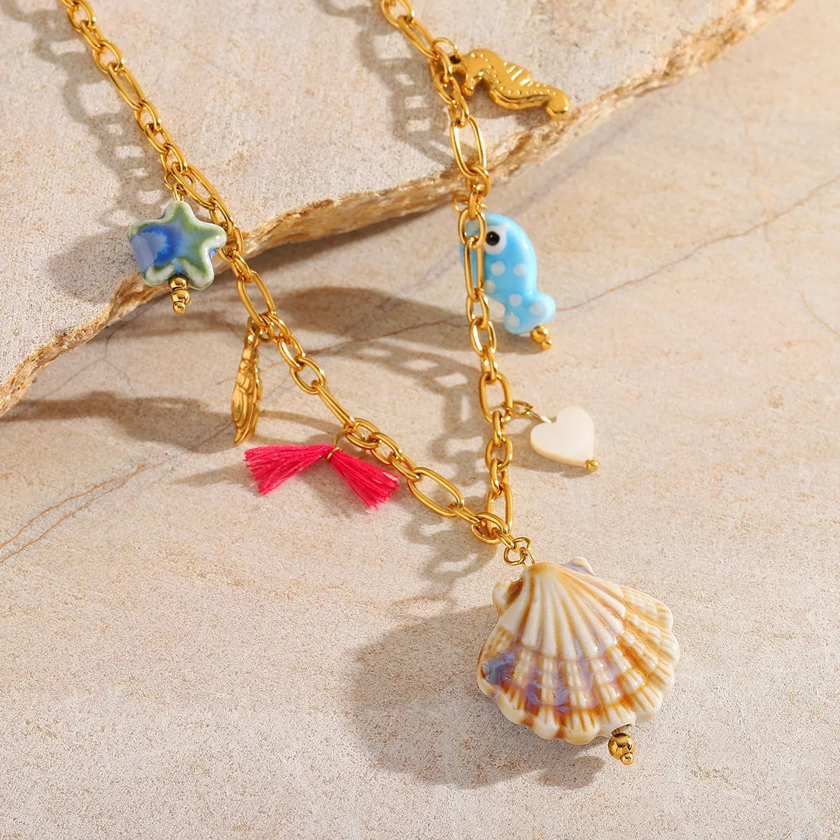 Collares Estilo Mar en Acero Inoxidable Chapados en Oro