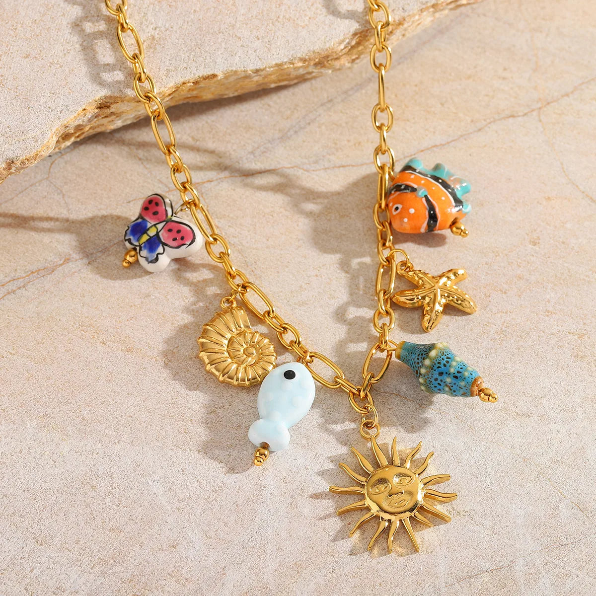 Collares Estilo Mar en Acero Inoxidable Chapados en Oro