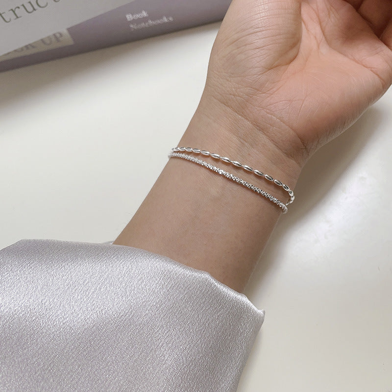 Pulsera de Doble Cadena en Plata de Ley 925