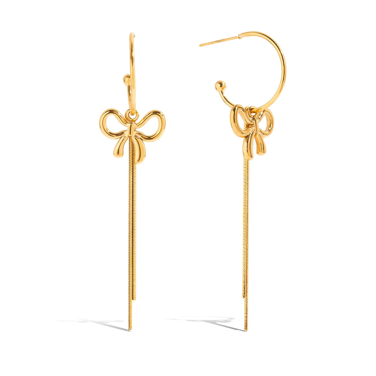 Aretes Largos de Lazo en Acero Inoxidable 316L Chapado en Oro