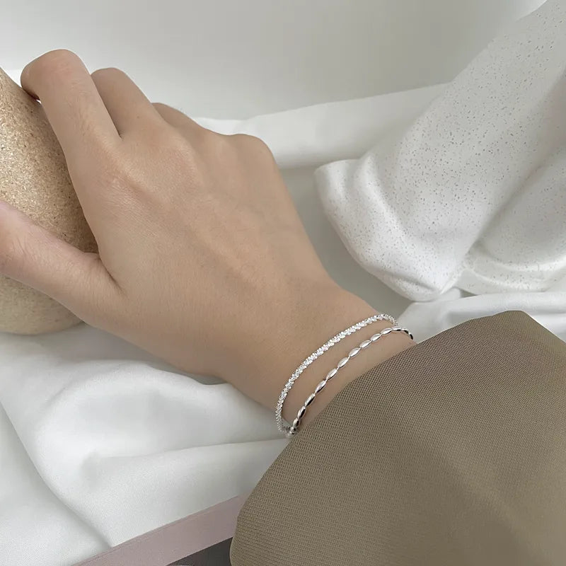 Pulsera de Doble Cadena en Plata de Ley 925